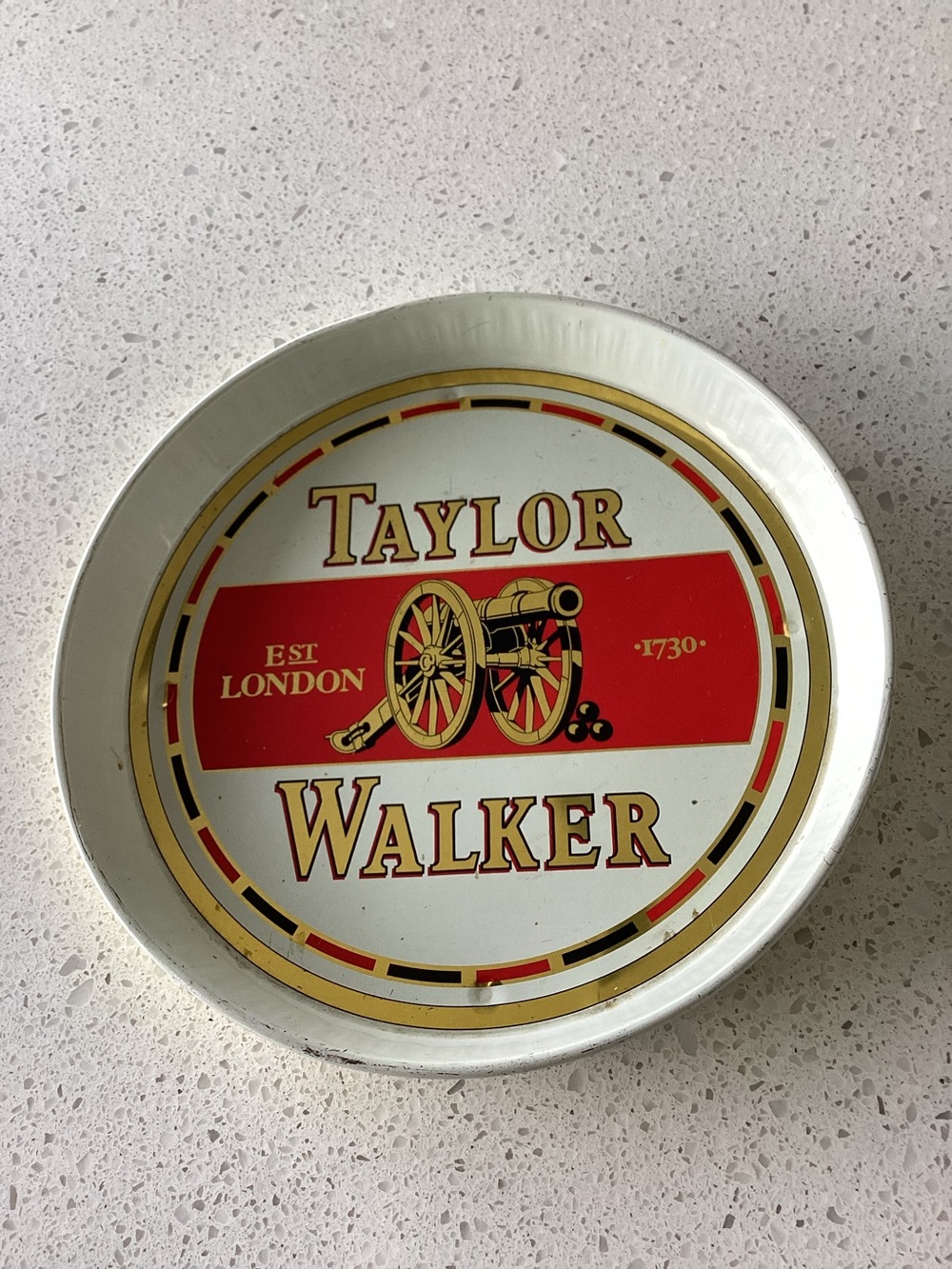 Taylor Walker Vintage Metal Tray - Red, White, Gold. Vintage collectible